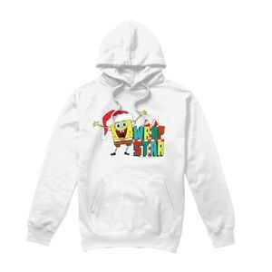 SpongeBob SquarePants Mens Wrap Star At Christmas Hoodie / White